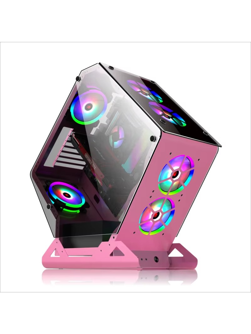 Esports Gaming Design - 水冷対応、オープン型強化ガラスパネル、透明サイド、デスクトップデザインのeスポーツゲーミングPCケース
