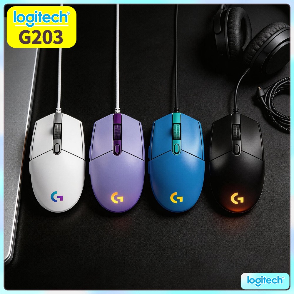 Logitech Mouse G203 - ロジクールG203有線ゲーミングマウス、オフィスでの使用に最適、ダイナミックRGB、レスポンスの良いクリック、USB接続、デスクトップPCタスク対応