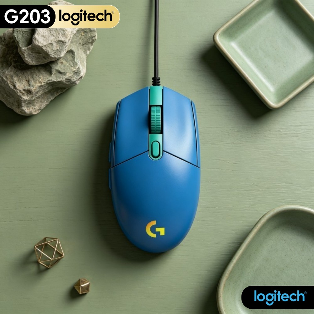 Logitech Mouse G203 - ロジクール G203 有線ゲーミングマウス 最適化された手のひら形状 ソフトRGBバックライト 滑り止めベース