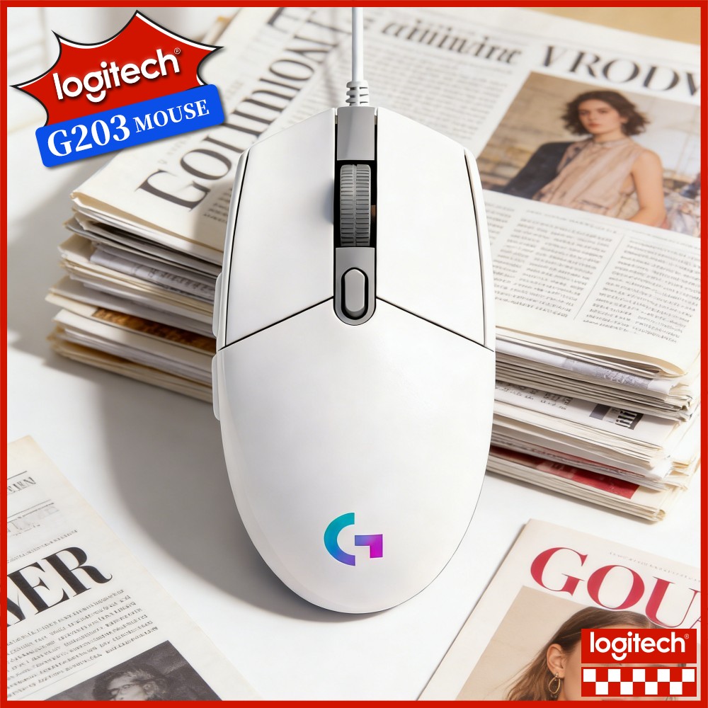 Logitech Mouse G203 - ロジクール G203 有線ゲーミングマウス 人間工学に基づいた手首サポート 鮮やかなRGB照明 滑り止めベース