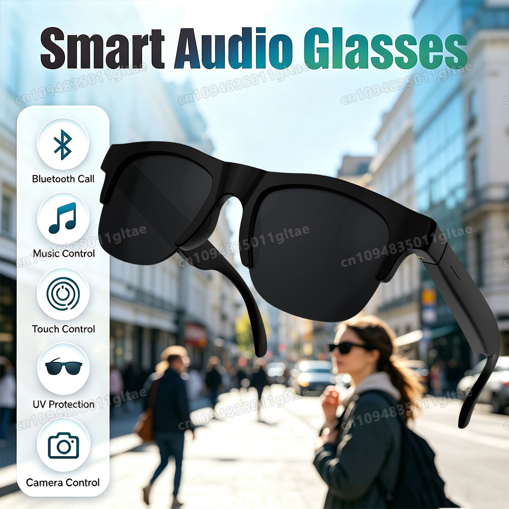 Gaming Glasses Blue - 新しいスマートグラス V5.3 Bluetooth 通話高品質ヘッドフォンアウトドアスポーツサングラスアンチタッチ UV ミュージックプレーヤー男性女性用