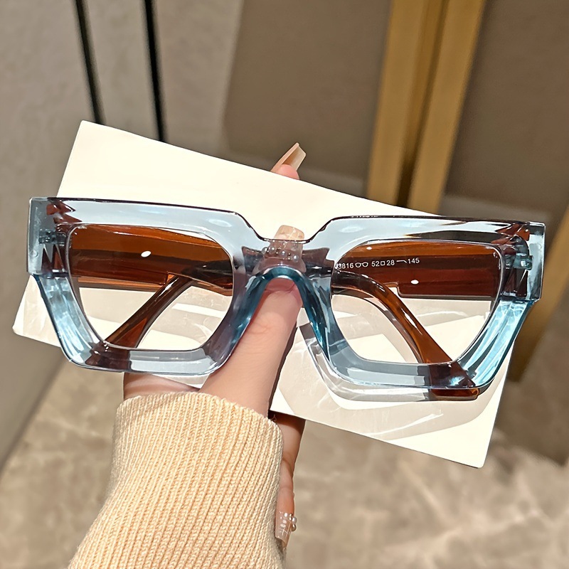 Gaming Glasses Blue - 新しいファッショナブルな厚いフレームのスクエアメガネ、毎日のパソコン使用用保護メガネ、レジャーキャットアイ、ブルーライトカット、フラットミラー