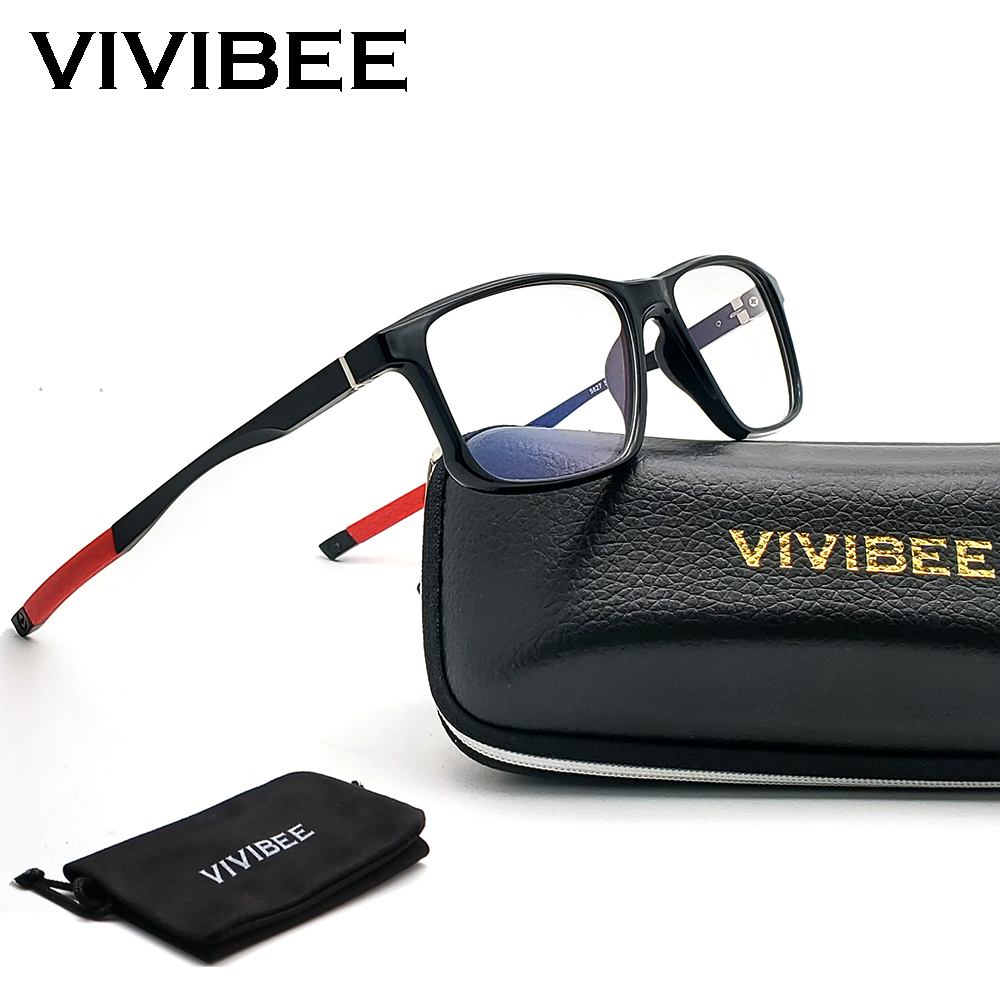 Gaming Glasses Blue - VIVIBEE スポーツ男性ブルーライトブロックゲーミングメガネアルミテンプル UV400 抗ブルーレイ 2026 男性オフィススクエア眼鏡