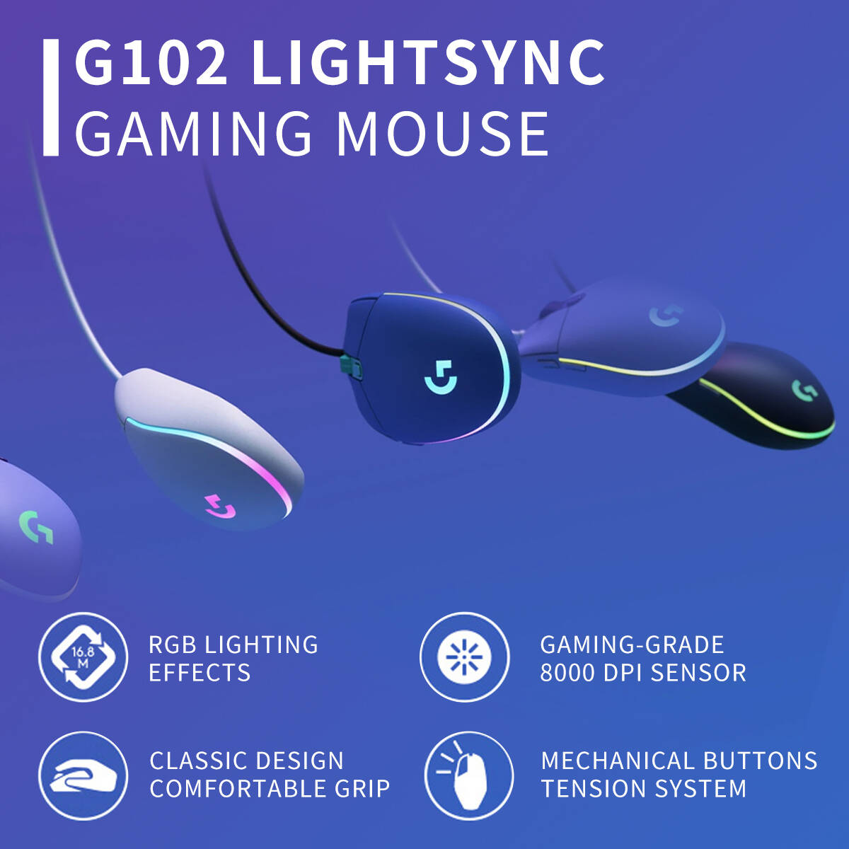 ロジクール G102 有線ゲーミングマウス、2000万クリッ - Logitech Mouse G203 のレビューと価格