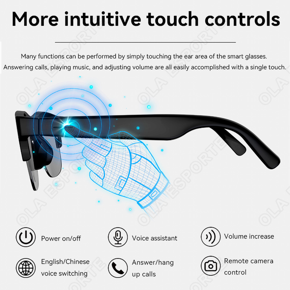 新しいスマートグラス V5.3 Bluetooth 通話高品 - Gaming Glasses Blue のレビューと価格