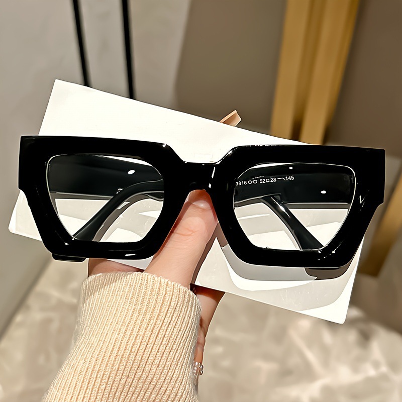 新しいファッショナブルな厚いフレームのスクエアメガネ、毎日の - Gaming Glasses Blue のレビューと価格