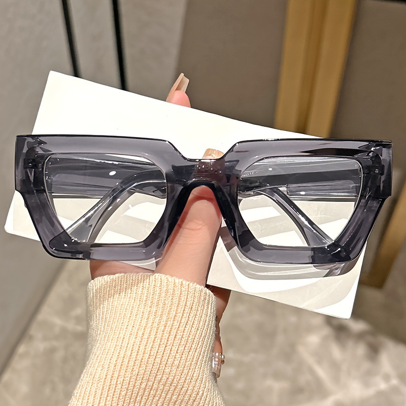 新しいファッショナブルな厚いフレームのスクエアメガネ、毎日の - Gaming Glasses Blue のレビューと価格
