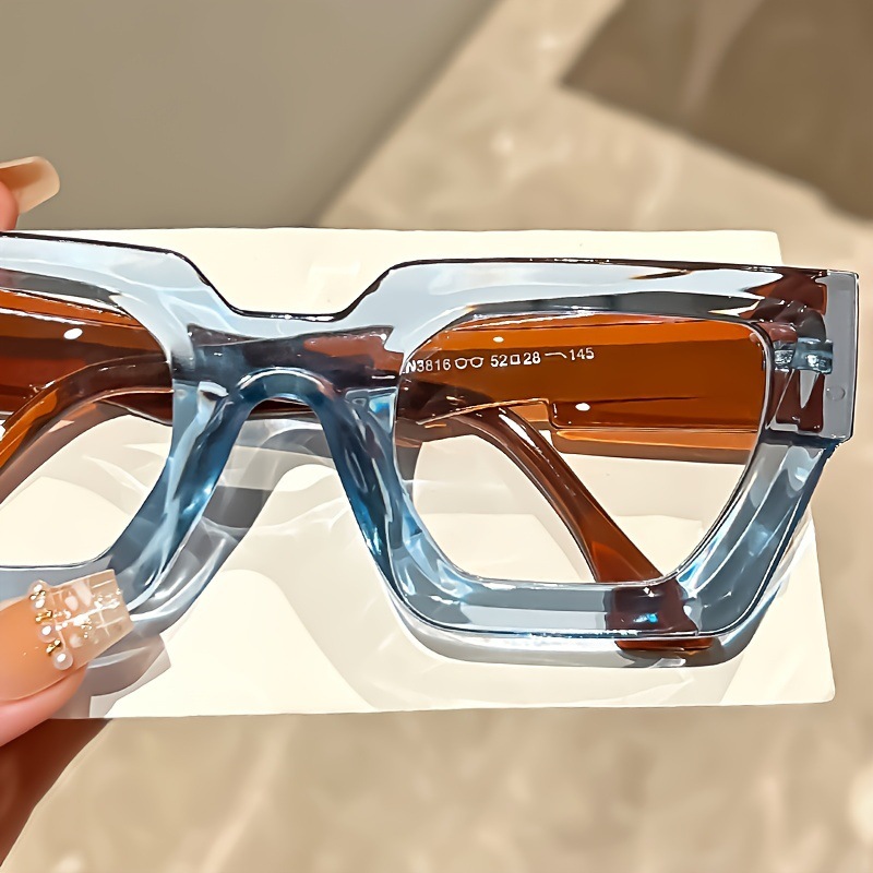 新しいファッショナブルな厚いフレームのスクエアメガネ、毎日の - Gaming Glasses Blue のレビューと価格