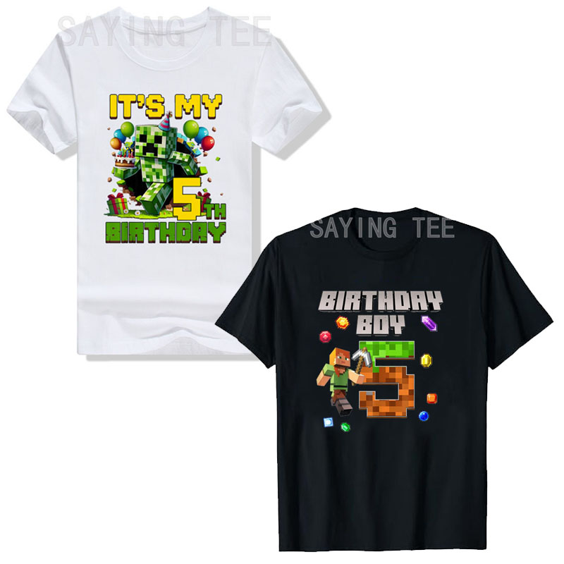 私の5歳の誕生日ビデオゲームピクセルTシャツ男の子ファッショ - Esports Gaming Shirts のレビューと価格